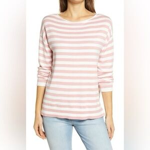 New Caslon pink and ivory stripe top size L